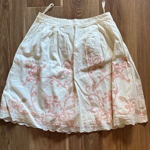 NWT Anthropologie Embroidered White/cream and Pink Skirt